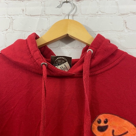 John Lauren Fishy Nippies Hoodie Mens Size Small Red Pullover Casual Streetwear - Picture 8 of 12